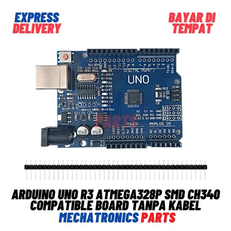 ARDUINO UNO R3 ATMEGA328P SMD CH340 COMPATIBLE BOARD TANPA KABEL