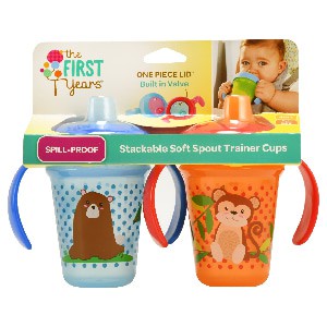 Newmei - The First Years Stackable Soft Spout Trainer Cup 4M+ 7oz / 207ml / Gelas Bayi Isi 2pcs/Pack (Tersedia varian motif)