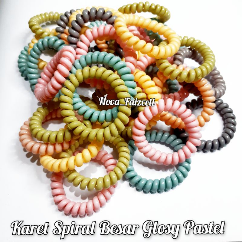 3 pcs / Set Karet Spiral Glosy Pastel Besar / Mini Dewasa