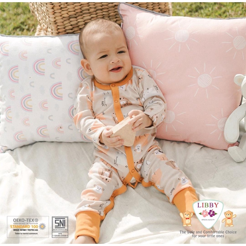 LIBBY SLEEPSUIT KANCING PREMIUM PRINT MOTIF ISI 1 / JUMPER BAYI