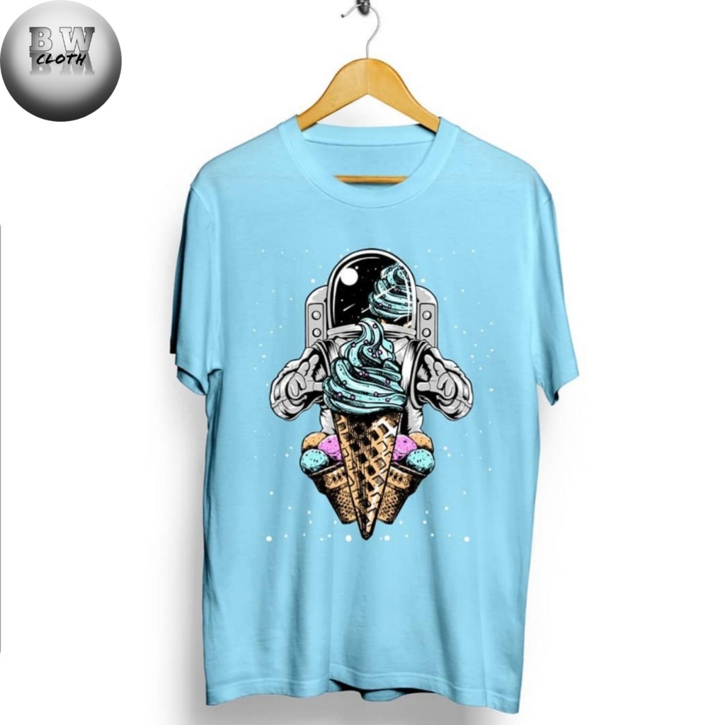 KAOS PRIA CASUAL ASTRONAUT ICE CREAM KUALITAS DISTRO #KAOS #COD