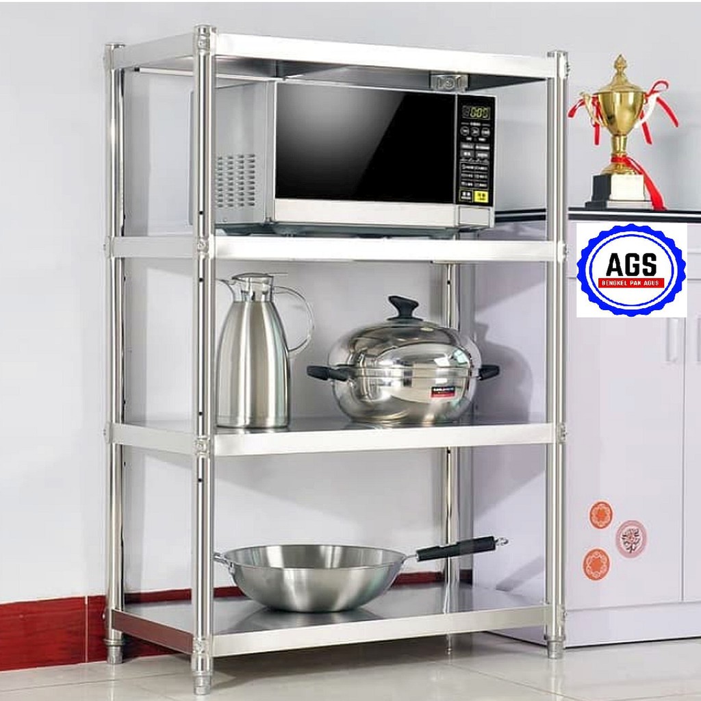  Rak  Microwave Rak Serbaguna Stainless  Steel Susun 4 3 2 