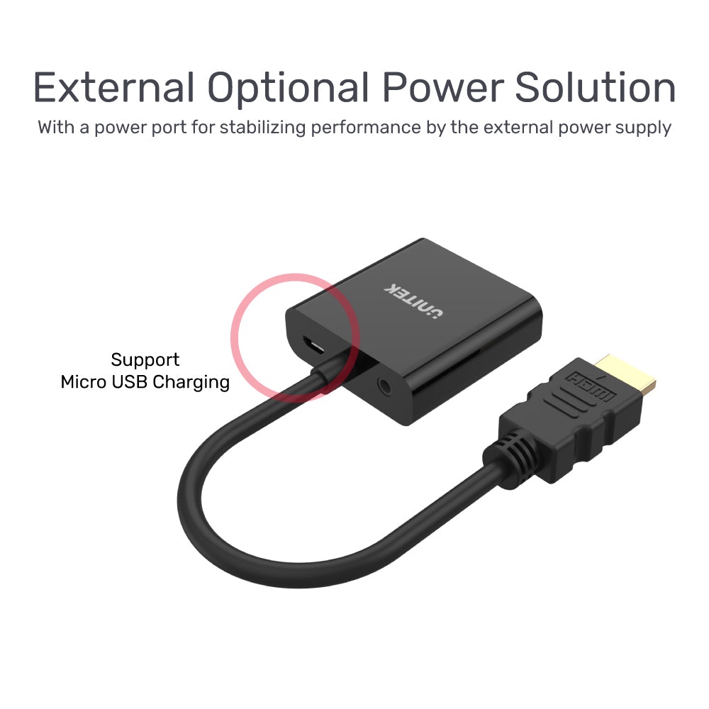 Unitek Y-6355 HDMI to VGA Adapter with 3.5mm for Stereo Audio plus Mini &amp; Micro HDMI Adapter Y6355