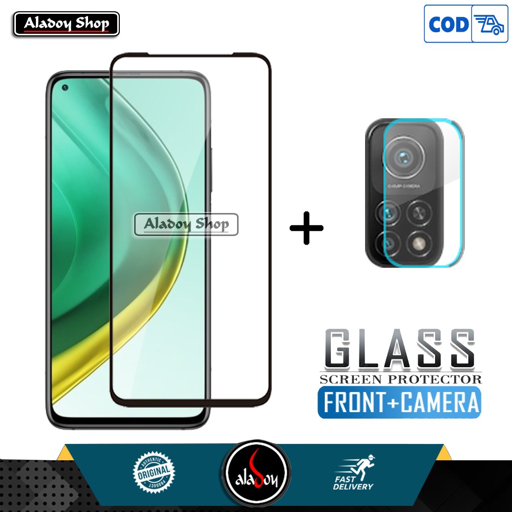 Tempered Glass Xiaomi Mi 10T Anti Gores Tempered Glass Full Layar + Tempered Glass Camera  Lens