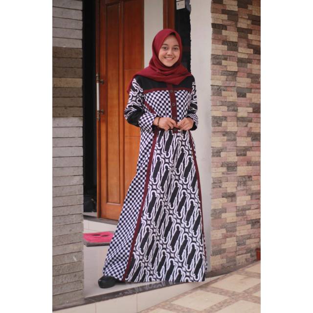 GAMIS BATIK CAP PREMIUM MOTIF KOTAK BAJU MUSLIM SYARI