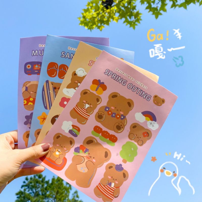 

Dessert bear sticker//sticker karakter bear lembaran lucu