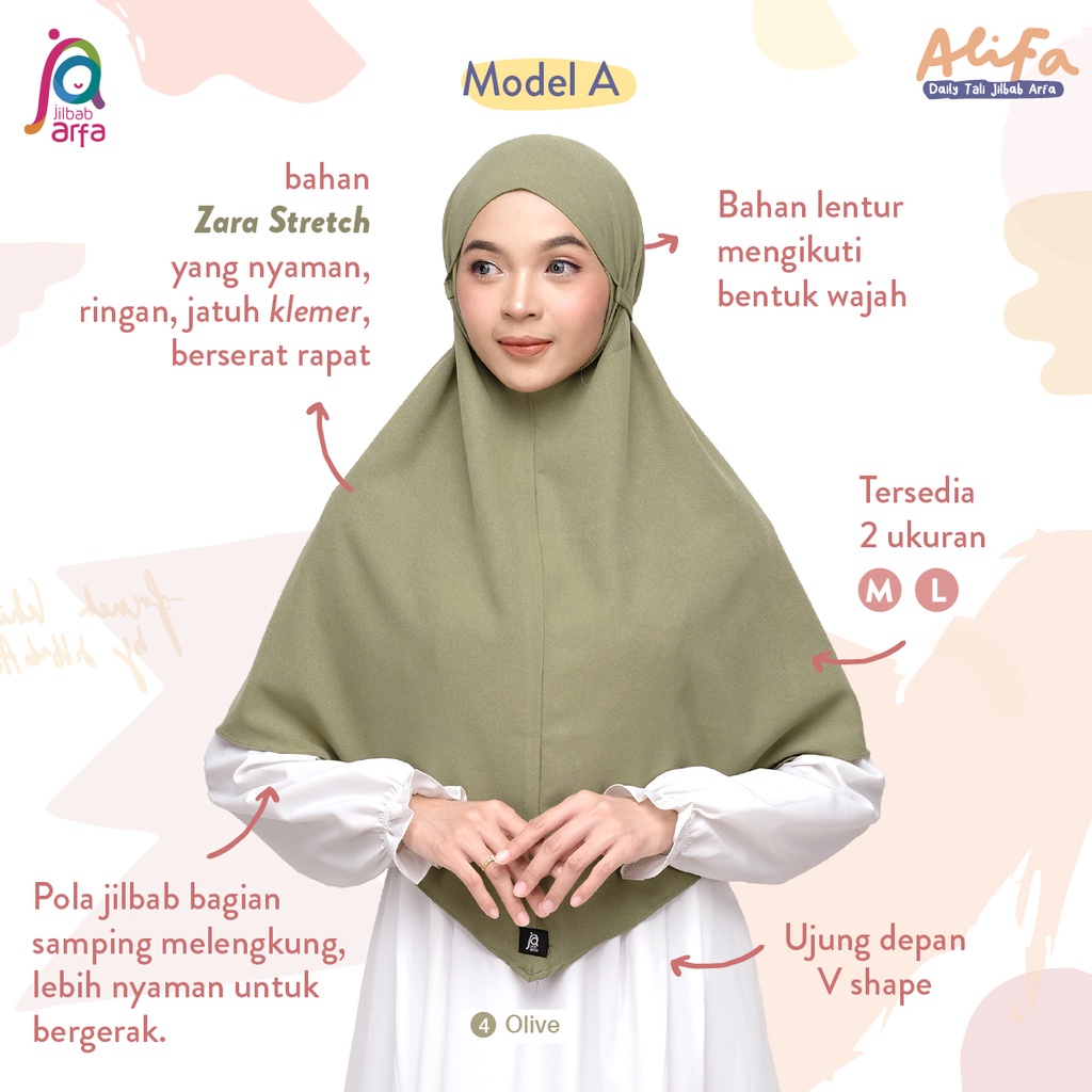 Jilbab Arfa Instan Alifa Teal - Bergo Maryam Tali Non Pet