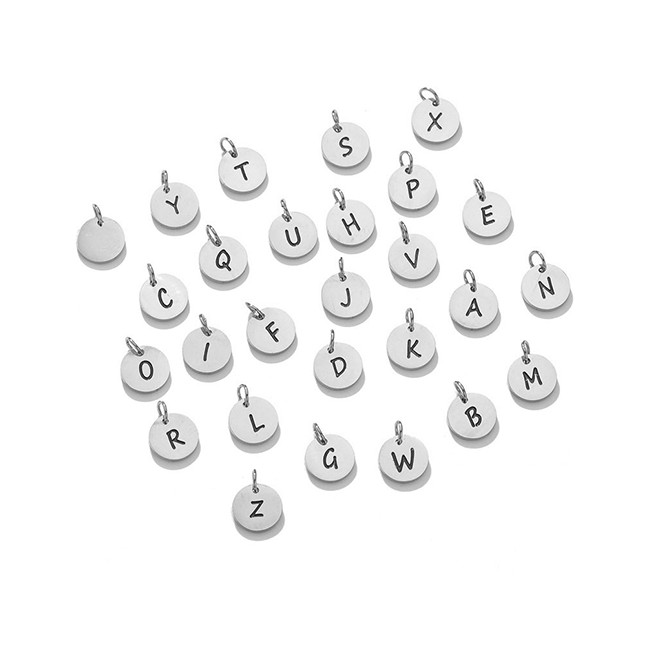LRC Liontin Kalung Fashion Steel Color Letter Corrosion Dripping Round Medal Pendant F474XX