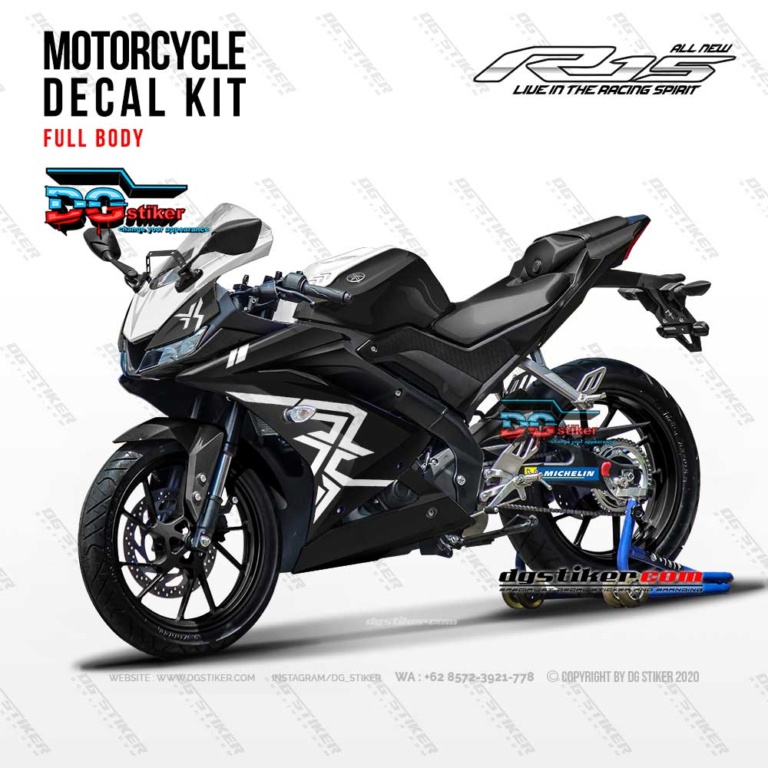 Decal R15 V3 Hitam Tribal DG Stiker