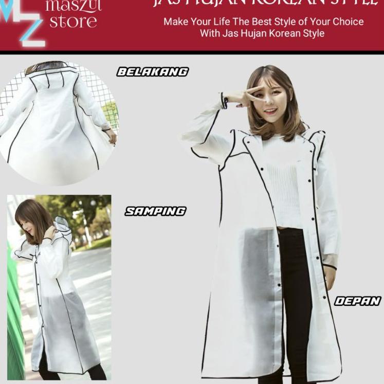 Harga TERMURAAH.. JAS HUJAN RAINCOAT KOREAN STYLE - MANTEL PRIA WANITA AESTHETIC TRANSPARAN