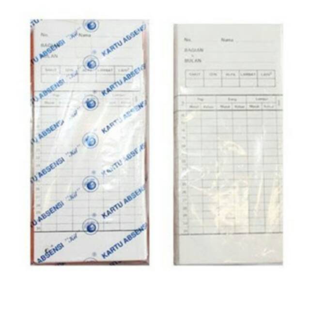 KARTU MESIN ABSEN/ABSENSI 100 LEMBAR (PACK)