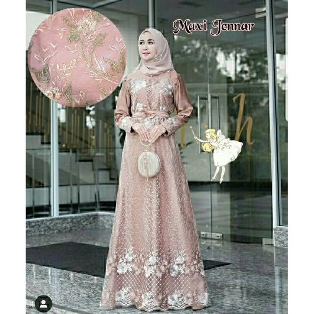 Gamis Brokat Jennar Bahan Velvet Kombinasi Brukat Tile Fit To L Xl High Quality Terbaru 2019 Shopee Indonesia