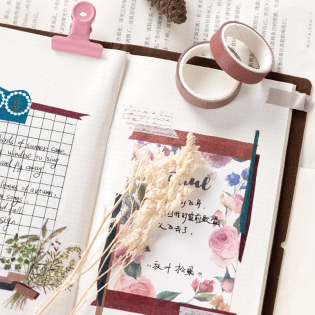 (Hot Sale) 10 Pcs Selotip Washi Warna-Warni Fantastis Untuk Dekorasi Buku Harian Diy