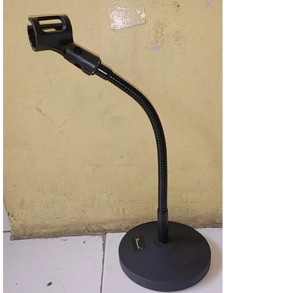 G46 Stand mic meja kaki bulat full besi holder mik universal table microphone standing spiral flexib