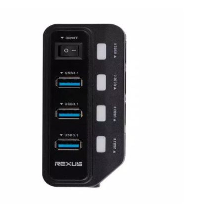 Usb 3.0 hub rexus 7 port on off switch 3.0 2.0 with otg type c rxh-332 h332 - Terminal usb3.0 7 slot saklar