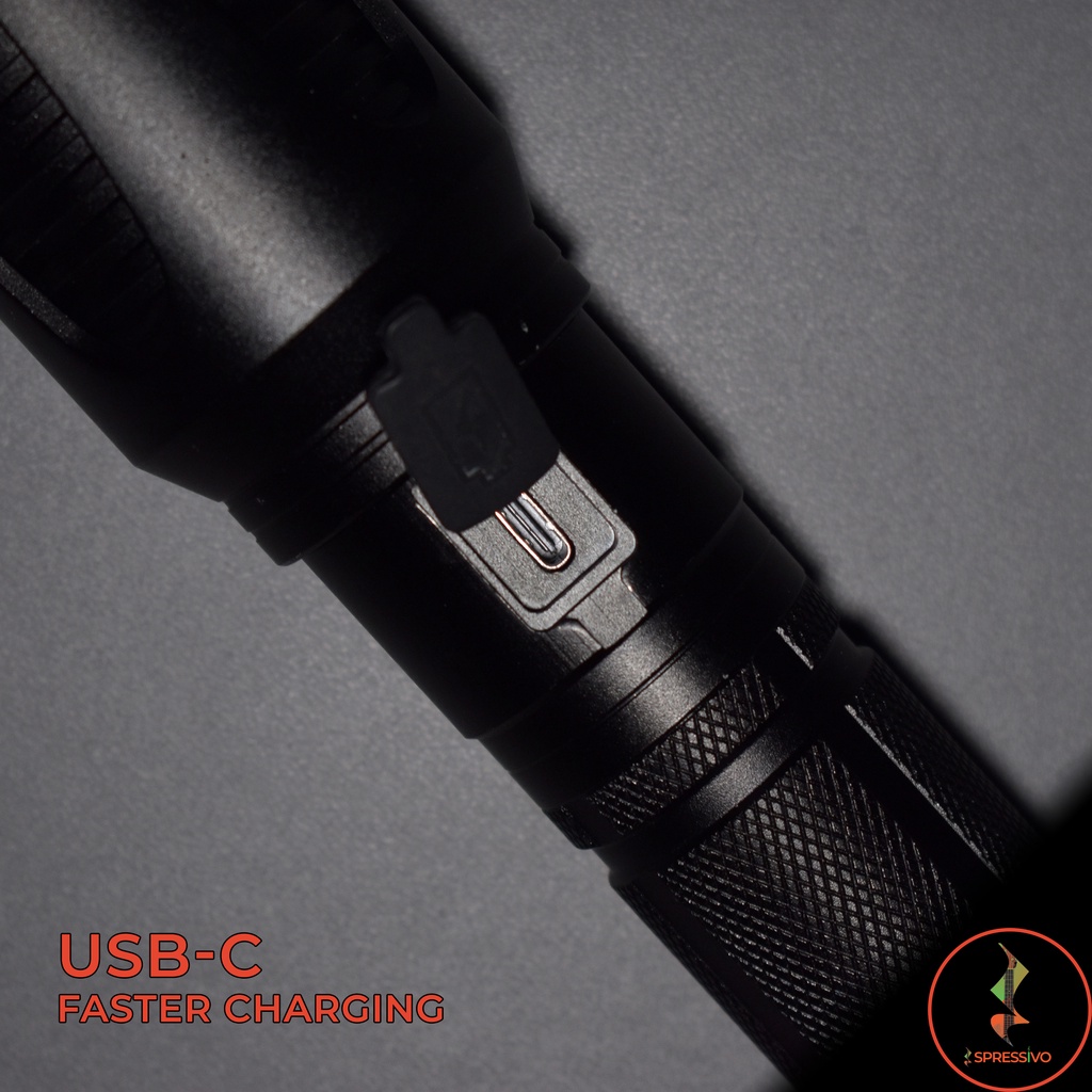 Senter LED XHP 90 USB-C Cree Compact 5 Mode baterai 18650 | 26650