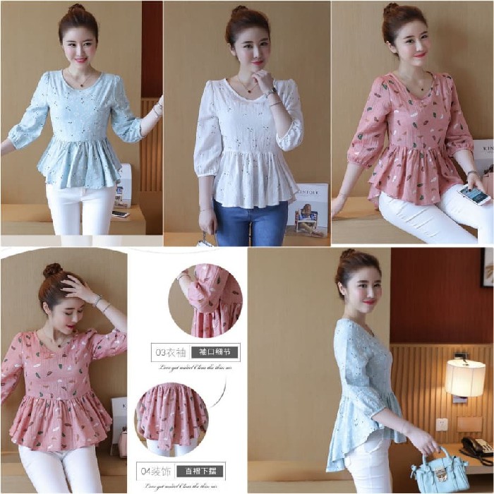 Atasan Blouse motif Bunga Import oi146