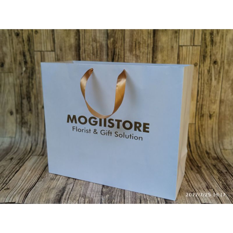 

Paperbag bucket bunga kraft putih 170gsm CUSTOM SIZE P35 x L14 x T30 free desain