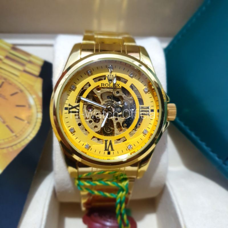 (SUPER PREMIUM) JAM TANGAN ROLEX AUTOMATIC SKELETON TRANSPARAN JAM TANGAN OTOMATIS AUTOMATIC
