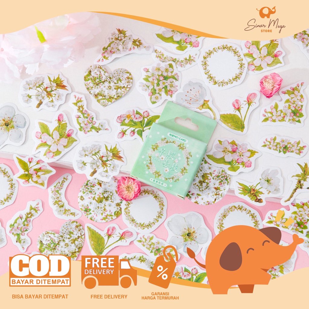 

White Flower Petals Flake Stickers Set / Sticker Stiker Motif Bunga Lucu Unik Murah