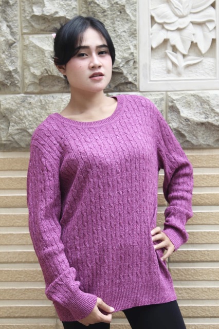 IMPORT BELI 2 GRATIS 1 Sweater Rajut Ungu Purple Wool Musim Dingin Infinity Baju Winter Alex Piere