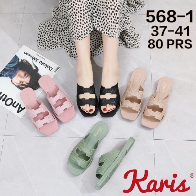 SANDAL JELYY SLOP WANITA TALI DUA KARIS 568