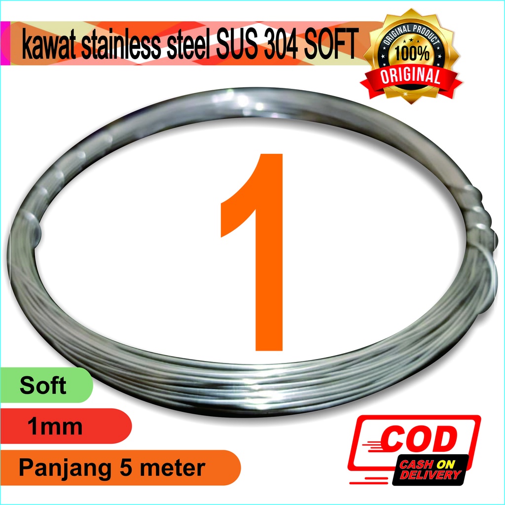 Jual Kawat Stainless Steel 304 Soft 1mm 5meter | Shopee Indonesia