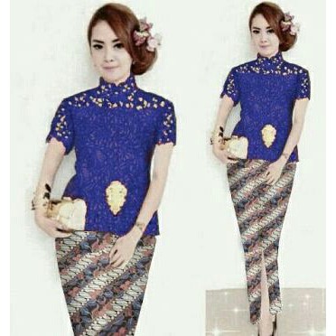 Promo    setelan kebaya emily navy A     Terbaru