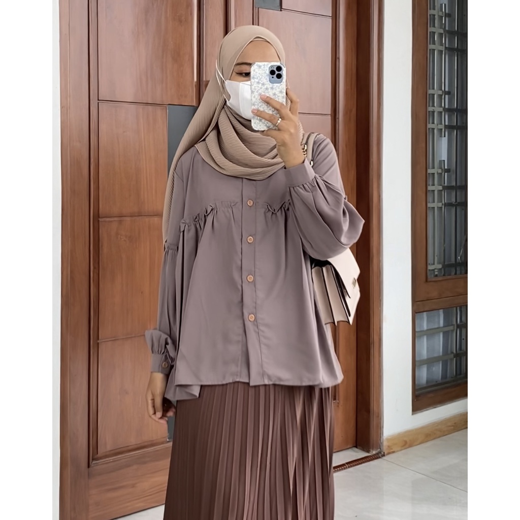 AMIRA BLOUSE by ZALFA OUTFIT / blouse polos / blouse wanita murah-Coffee