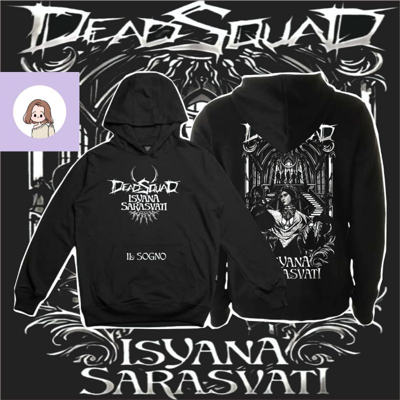 Jaket Hoodie DEADSQUAD X ISYANA SARASWATI zipper musik rock jacket hitam polos / jaket deadsquad / j