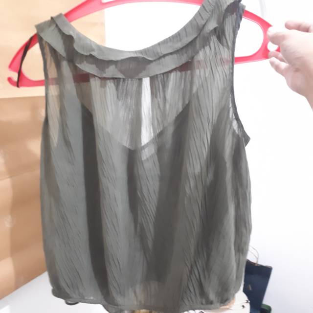 Zara - Olive Green Sleeveless Blouse