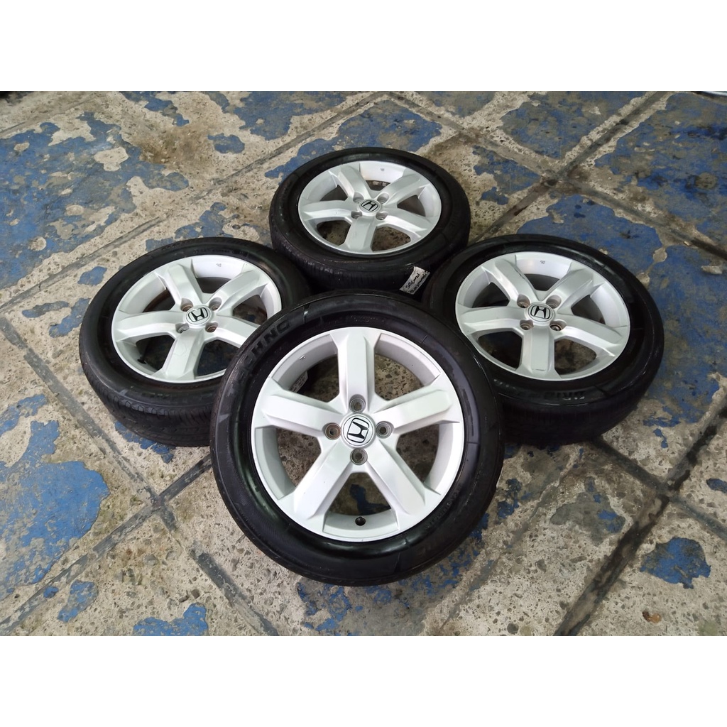 Velg Mobil Bekas Original HondaCity Ring15 Baut4 4x100 Plus Ban Bridgestone 185-65 R15