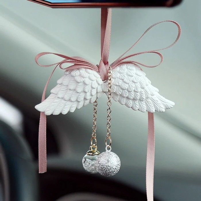 Car Pendant Angel Wings + Parfum Pewangi Gantungan Pajangan Kaca Spion Tengah Mobil