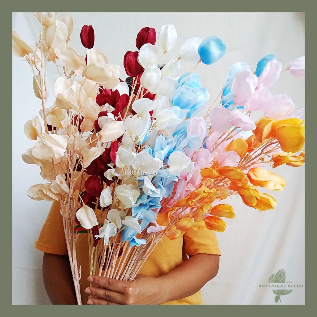 Artificial Flower Lantern Bunga Tangkai Cabang Plastik Palsu Hias Dekorasi Rumah Pesta Kantor-1