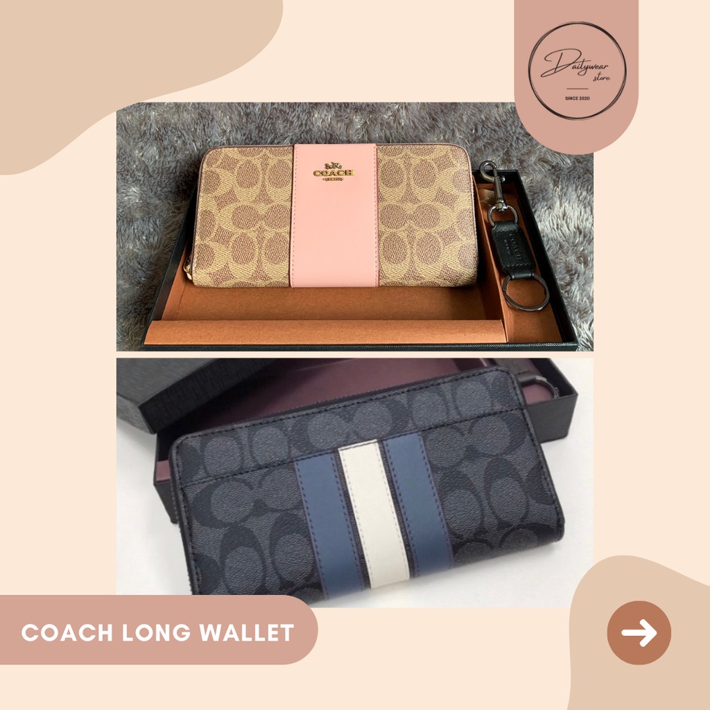 [BISA COD] Coach Long Wallet / Dompet Panjang Wanita Pria / Original 100% / Kulit / Murah / Gratis O