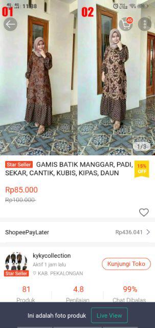 Gamis Batik Manggar, Padi, Sekar, Cantik, Kubis, Kipas, Daun