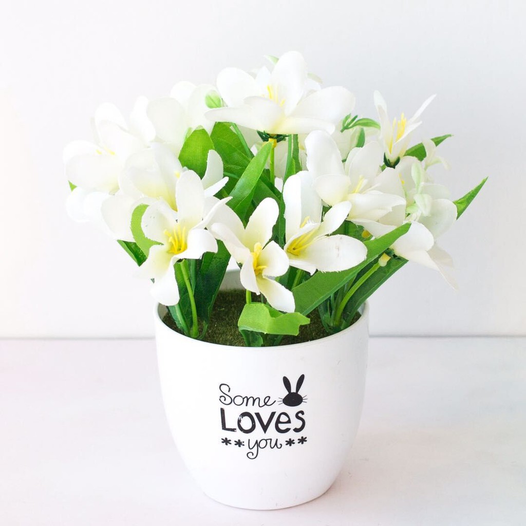 AM572 Bunga Plastik / Bunga Bakung / Bunga Artifisial-Putih