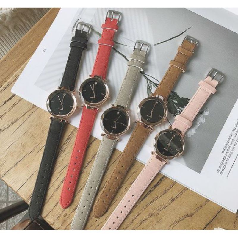 FREE BATERAI JAM TANGAN FASHION MURAH WANITA KULIT IMPORT JAM TANGAN CANTIK