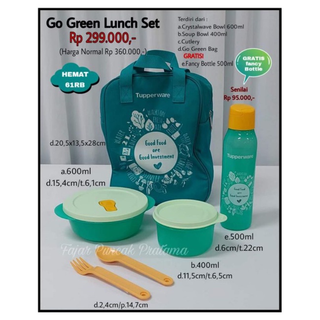 Go Green Lunch Ms.sporty & ms.stylish Lunch set tempat bekal Tupperware