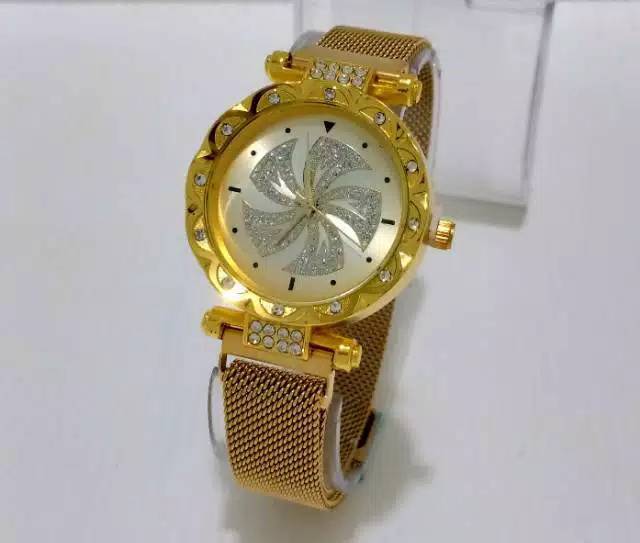 Jam Tangan Wanita Magnetik Motif Baling-Baling Hiasan STRAP RANTAI PASIR