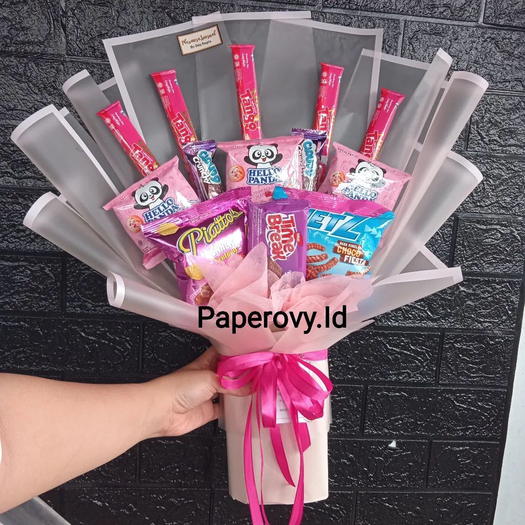 (Paperovy.id)  SNACK BOUQET SIMPLE MEDIUM  Buket bunga medium wisuda buket murah buket cantik buket 