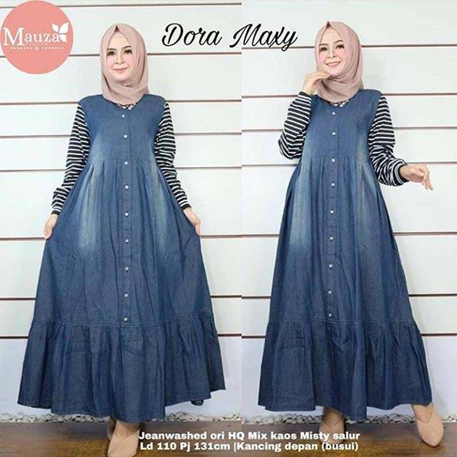 DORA MAXY, Matt jeans Washed Kombinasi Babyterry