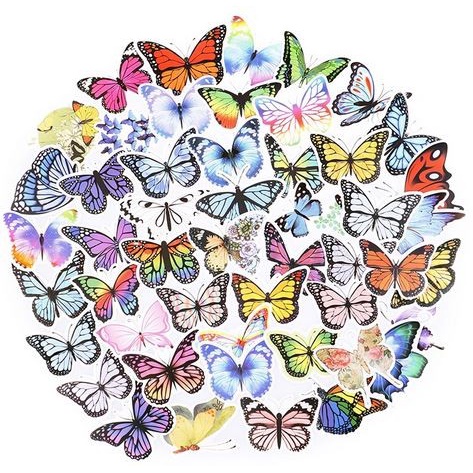 Pretty Butterfly Flowers Paper Sticker (10pcs)