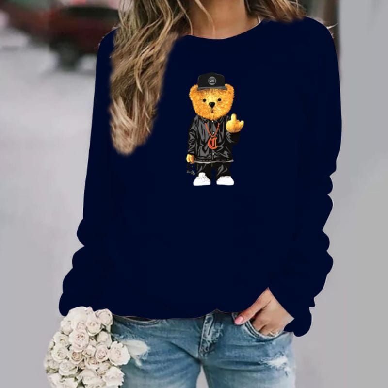 Baju Lengan panjang Wanita Metal Teddy Bear Kaos Distro keren