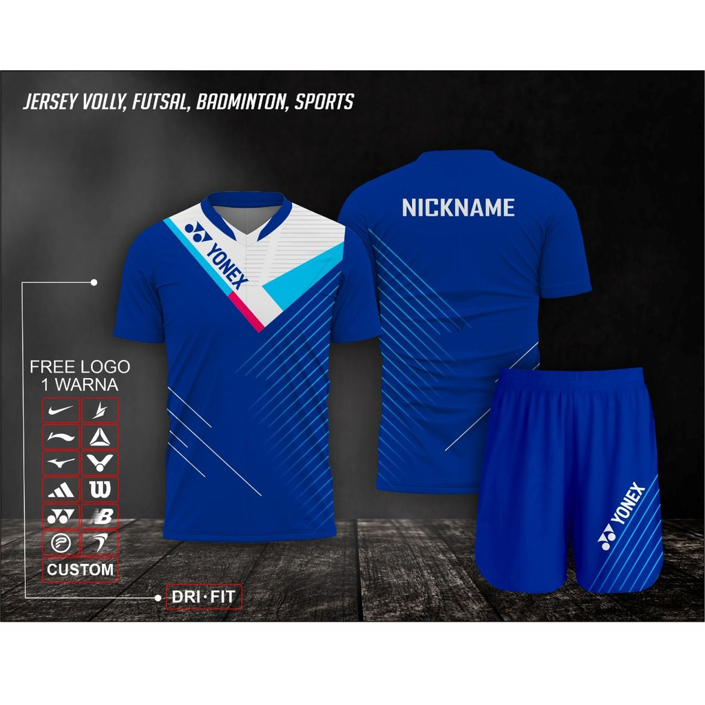 Kaos Jersey Stelan Badminton Bulutangkis Full Printing Custom Size