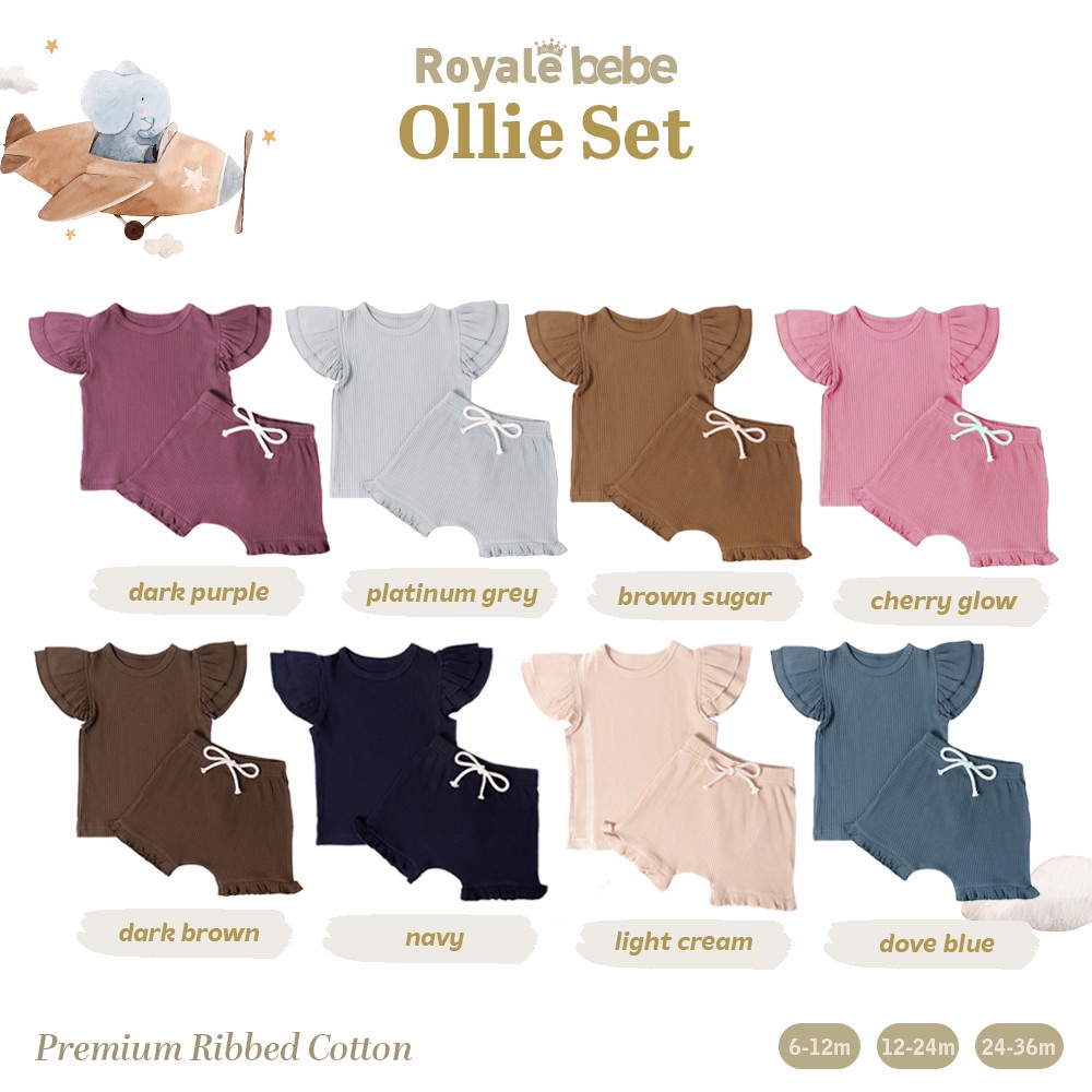 Royale Bebe Ollie Set Setelan Pendek Bayi 6-36m