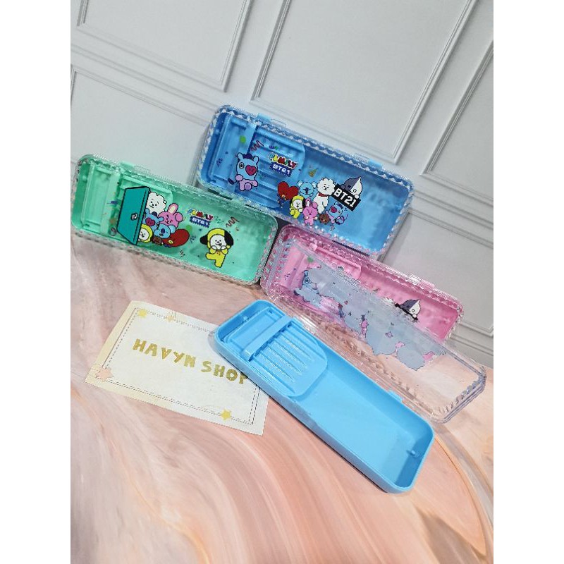 kotak pensil BTS BT21/pencil case/tempat pensil MAGNET BTS/plastik BTS-5