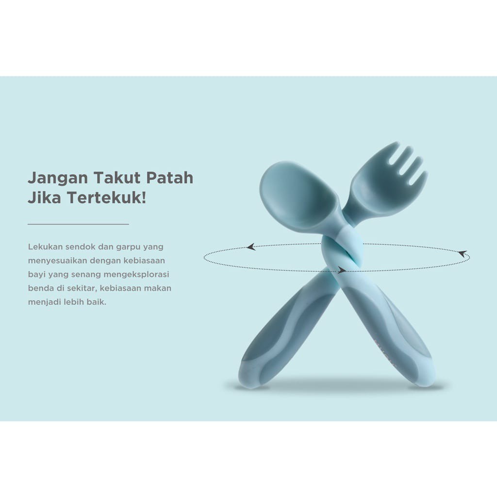 MUGU Bendable Spoon and Fork Sendok Garpu Anak free Case