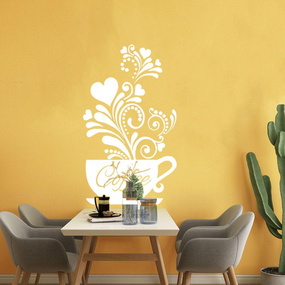 R-flower DIY Wall Sticker Removable Wall Art Bunga Hati Hiasan Ukir Cangkir Kopi