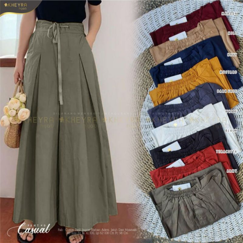 Casual Pants #9, Celana Kulot Mayung Bahan Katun Twill Import Karet Pinggang by Kheyra